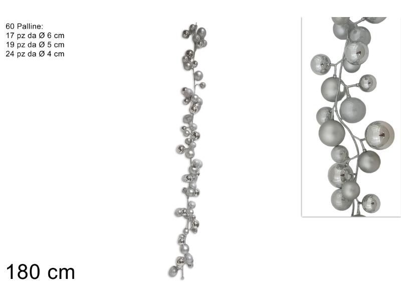 GHIRLANDA 60PALLINE 180CM SILVER