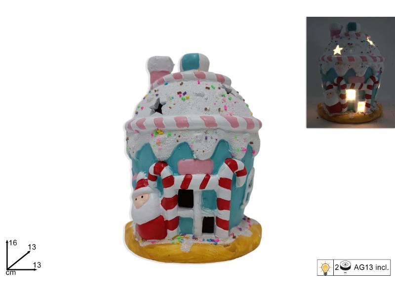 CASA C/BABBO NATALE C/DECORI CAKE DESIGN C/LUCE
