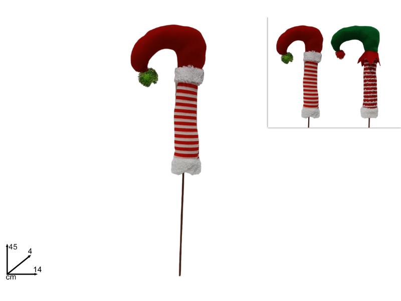 SPILLONE GAMBA ELFO BIANCO/ROSSA 2 ASS. 45CM