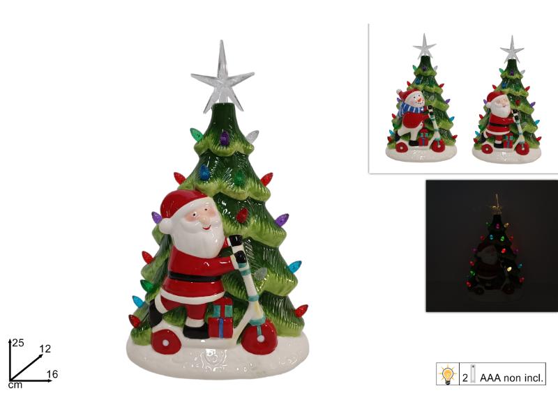 ALBERO DI NATALE CON SOGGETTI NATALIZI 25CM CON LUCE BATT 2ASS