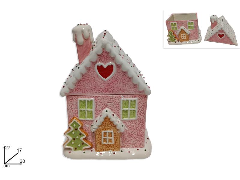 BARATTOLO CASETTA CERAMICA 27CM DECORO CANDY