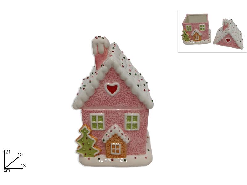 BARATTOLO CASETTA CERAMICA 21CM DECORO CANDY