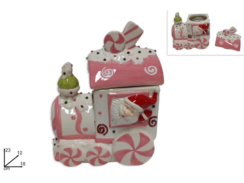 BARATTOLO TRENO CERAMICA 23CM DECORO CANDY