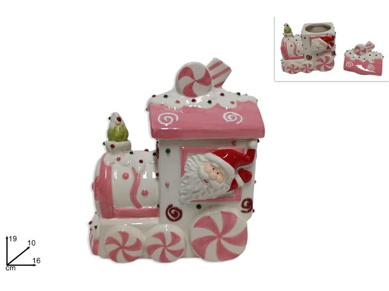 BARATTOLO TRENO CERAMICA 19CM DECORO CANDY