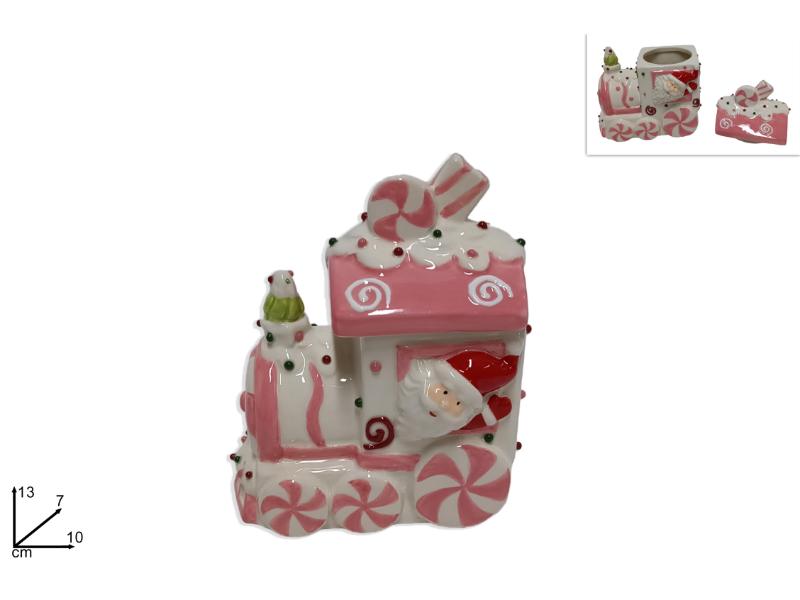 BARATTOLO TRENO CERAMICA 12CM DECORO CANDY