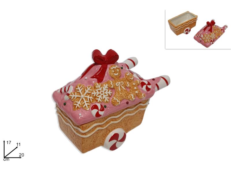 BARATTOLO CARRETTO CERAMICA 20CM DECORO CANDY