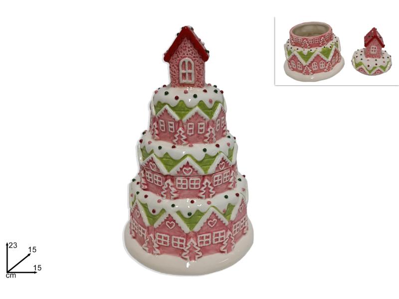 BARATTOLO TORTA CERAMICA 23CM DECORO CANDY