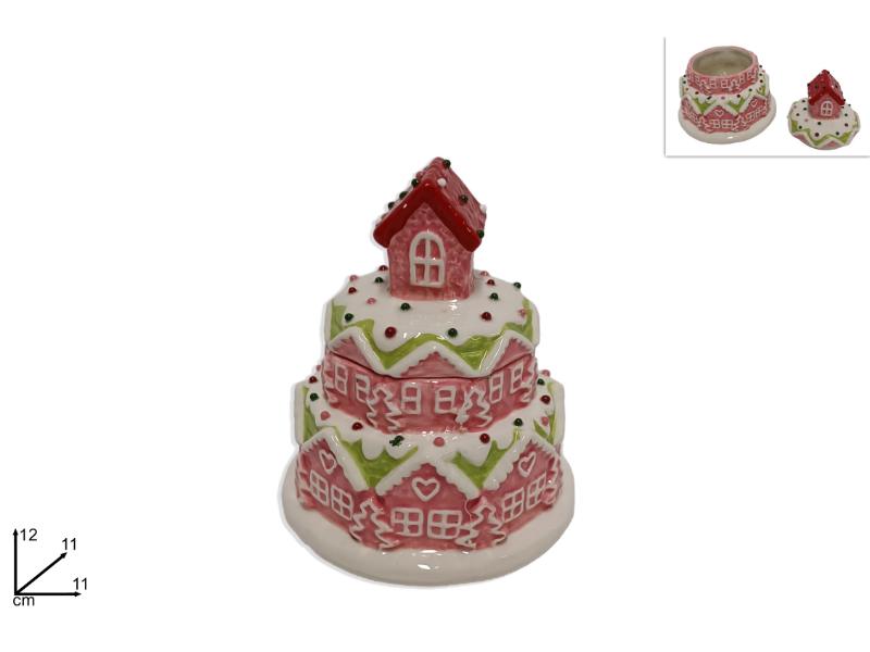 BARATTOLO TORTA CERAMICA 12CM DECORO CANDY