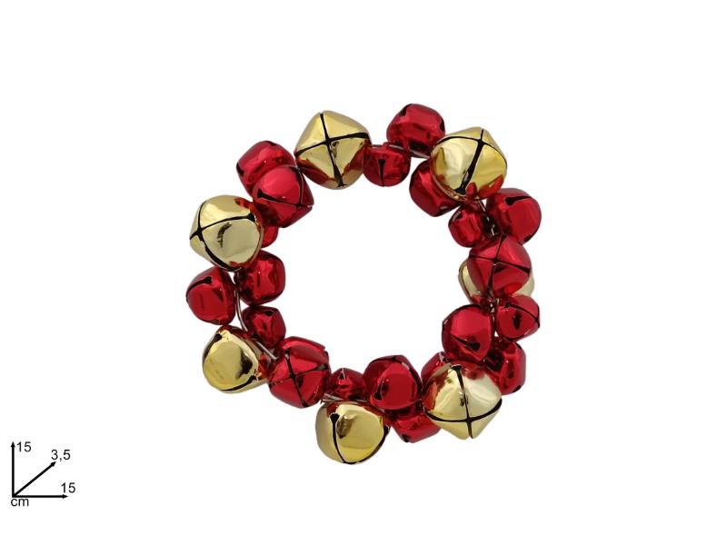 GHIRLANDA CAMPANELLINI 15CM ROSSO/ORO