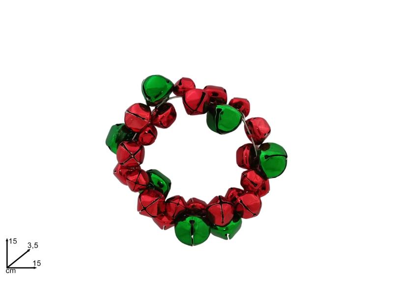 GHIRLANDA CAMPANELLINI 15CM ROSSO/VERDE