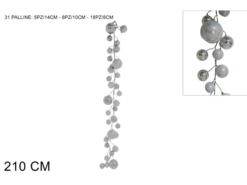 GHIRLANDA 31 PALLINE 210CM SILVER