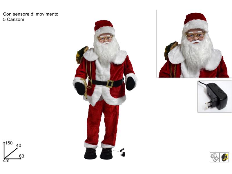 BABBO NATALE 150CM MUSICALE C/MOVIMENTO C/ SENSORE