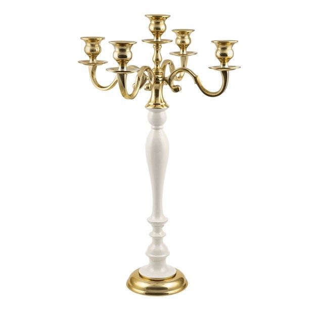 CANDELIERE ALLUMINIO AVORIO H120 CM