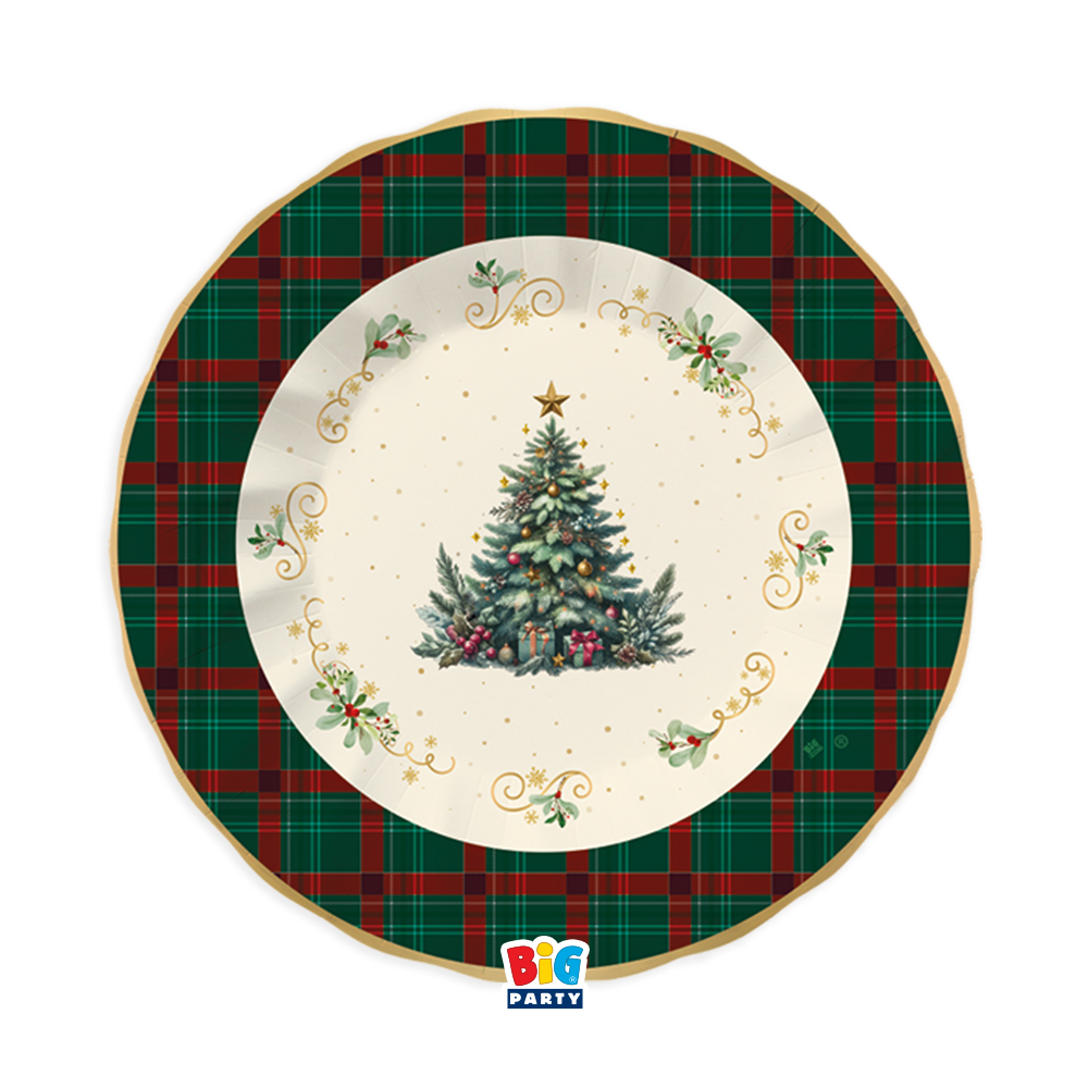 6 Piatti Fondi cm.24 Tartan Christmas