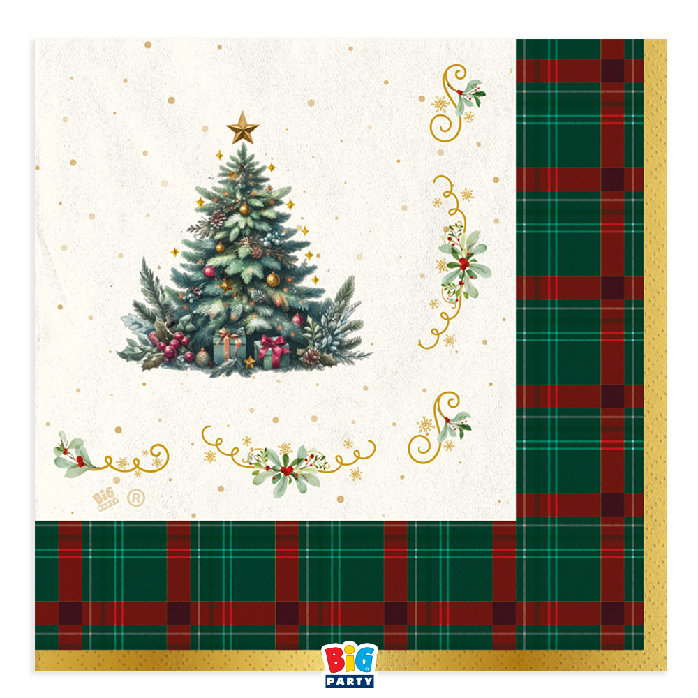 16 Tov.li cm.33 x 33 Tartan Christmas