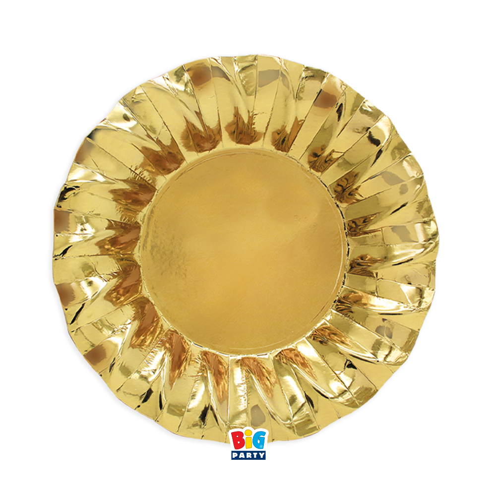 6 Piatti Fondi cm.24 Wavy Oro Metal