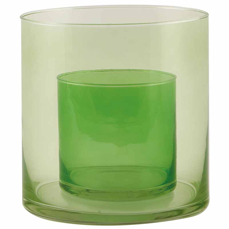 CILINDRO ISABEL VERDE D.15XH.15 CM + CILINDRO 10X10 CM