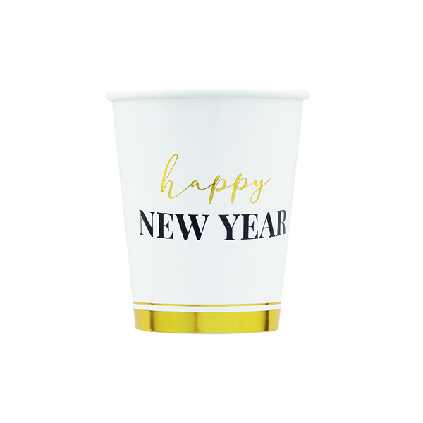 CF 8 BICCHIERI HAPPY NEW YEAR CLOCK WHITE 250 CC