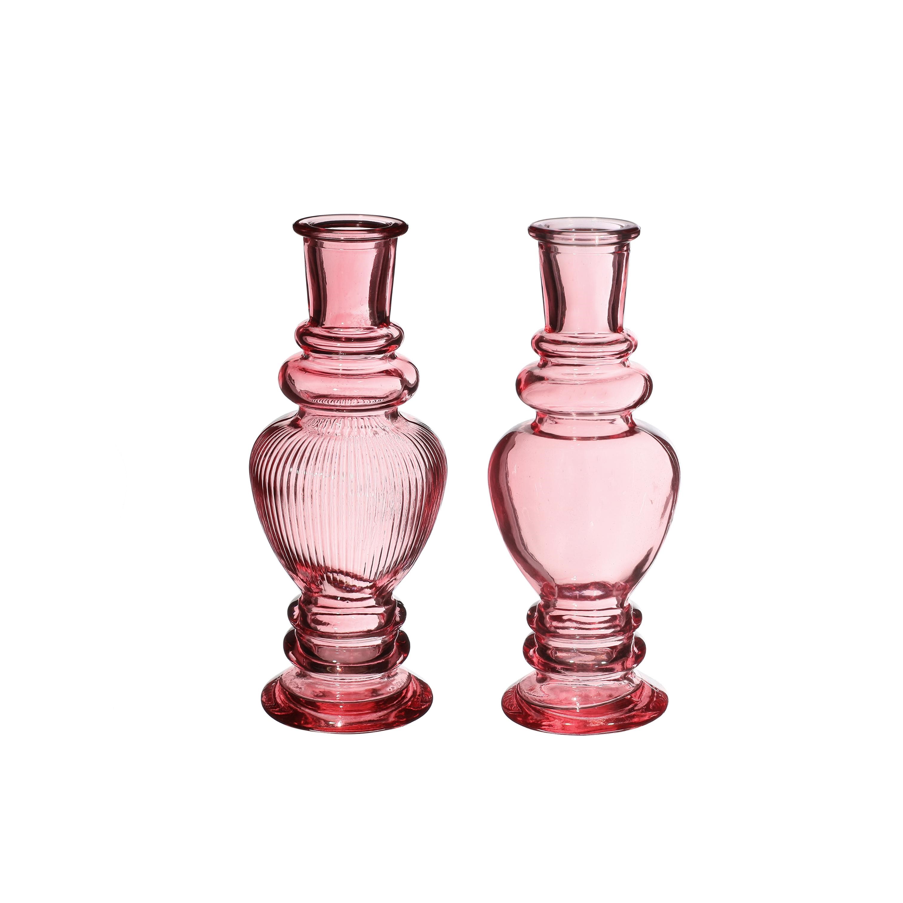 VENICE PORTACANDELA ROSA TENUE H.15,5XD.5,7 CM 2 ASS.