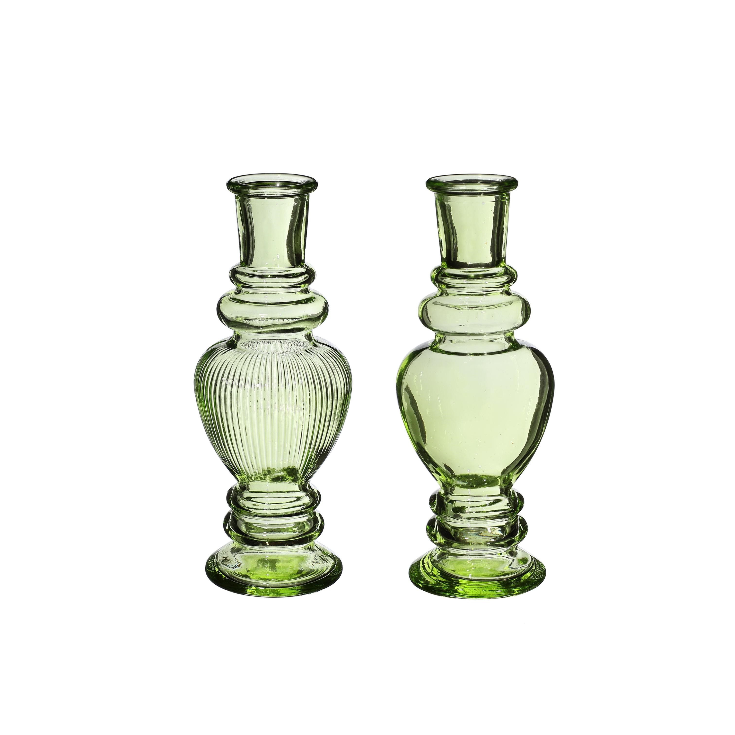 VENICE PORTACANDELA VERDE TENUE H.15,5XD.5,7 CM 2 ASS.