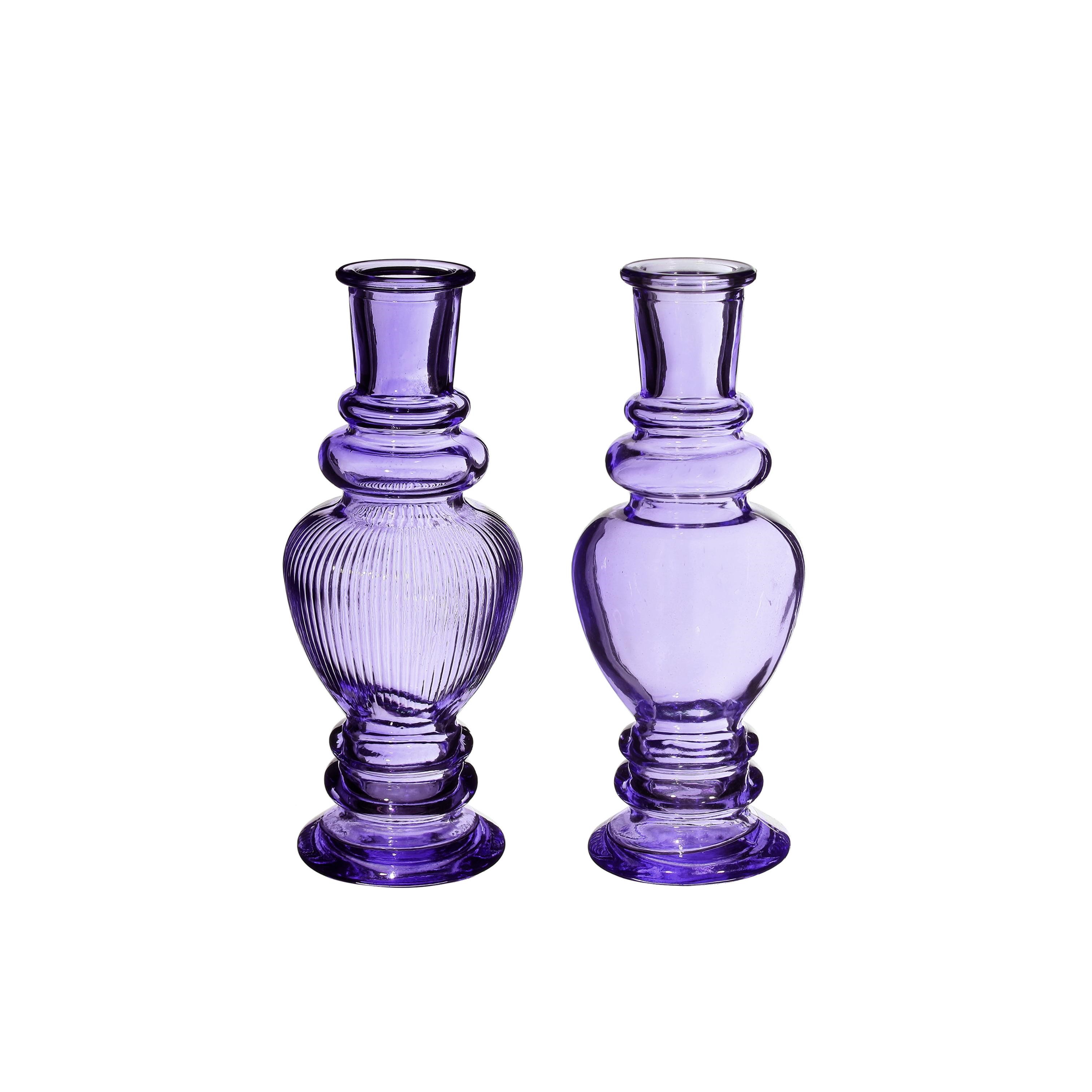 VENICE PORTACANDELA VIOLA H.15,5XD.5,7 CM 2 ASS.