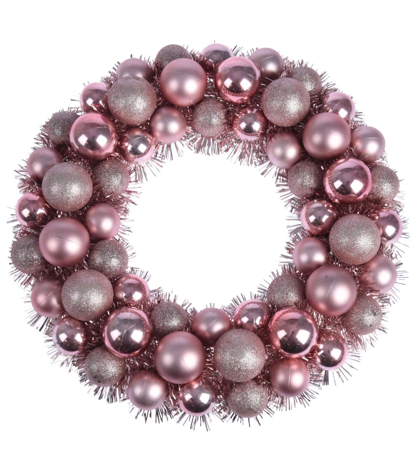 CORONA 39CM 56 SFERE ROSA