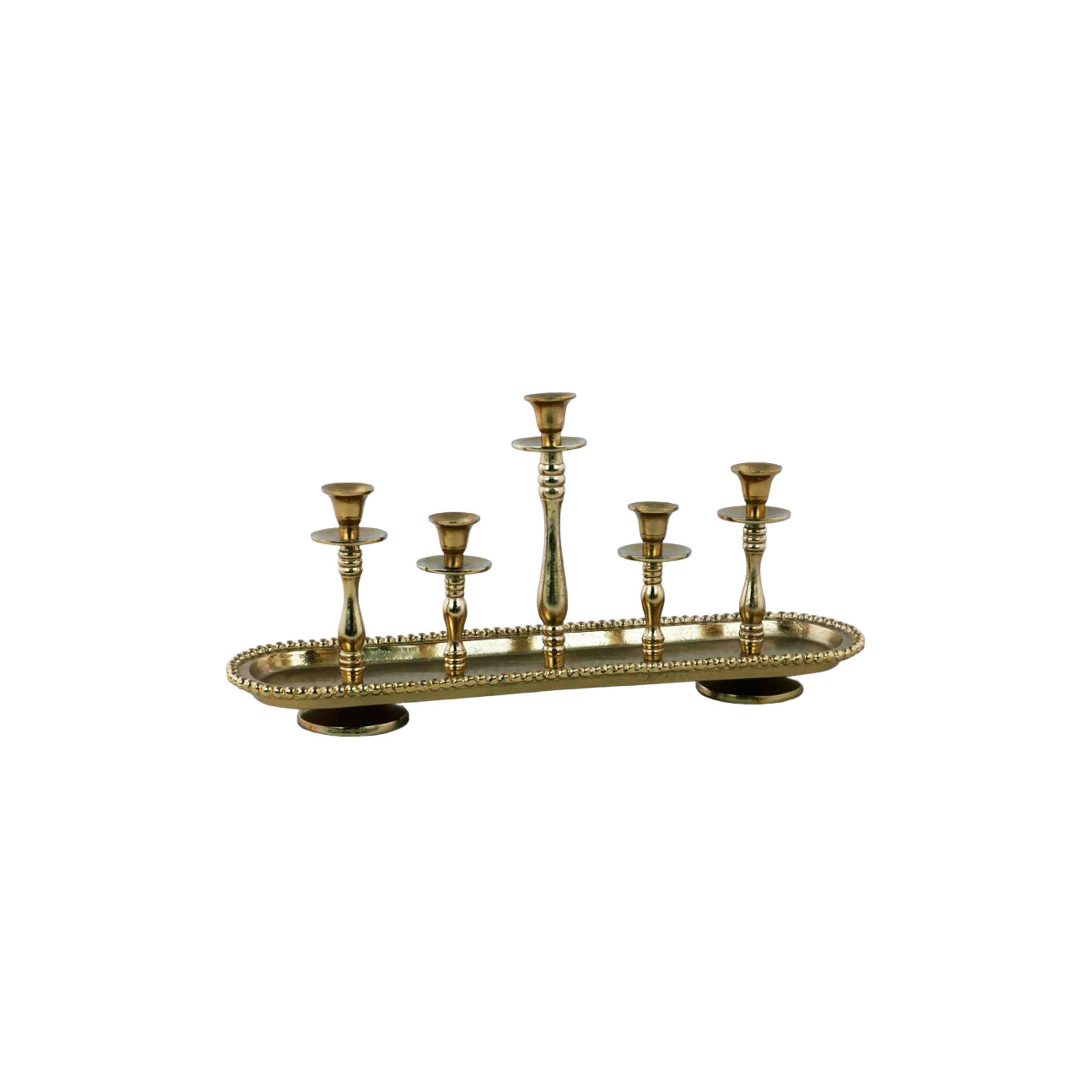 PORTACANDELA X5 ORO 53X14X22CM ALLUMINIO