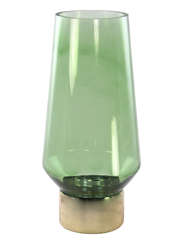 VASO VERDE/ORO D.16X35CM VETRO