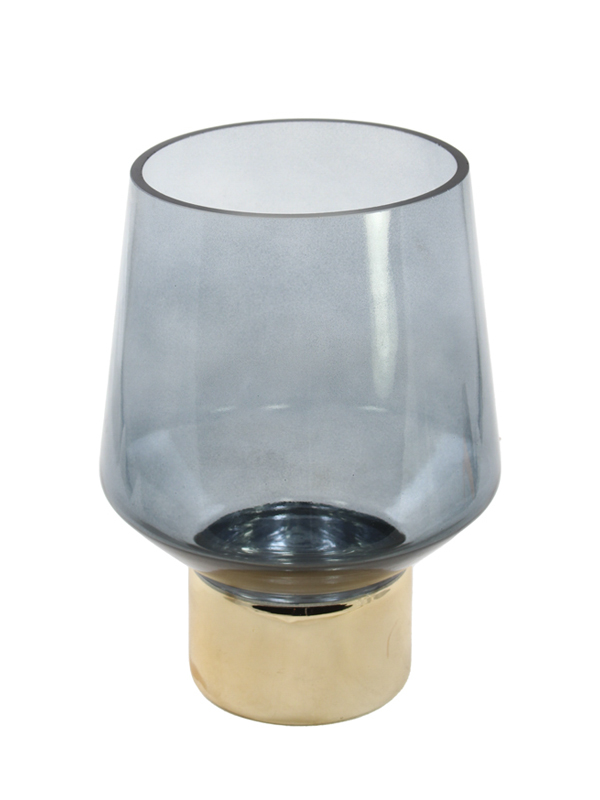 VASO GRIGIO/ORO D.18X25CM VETRO