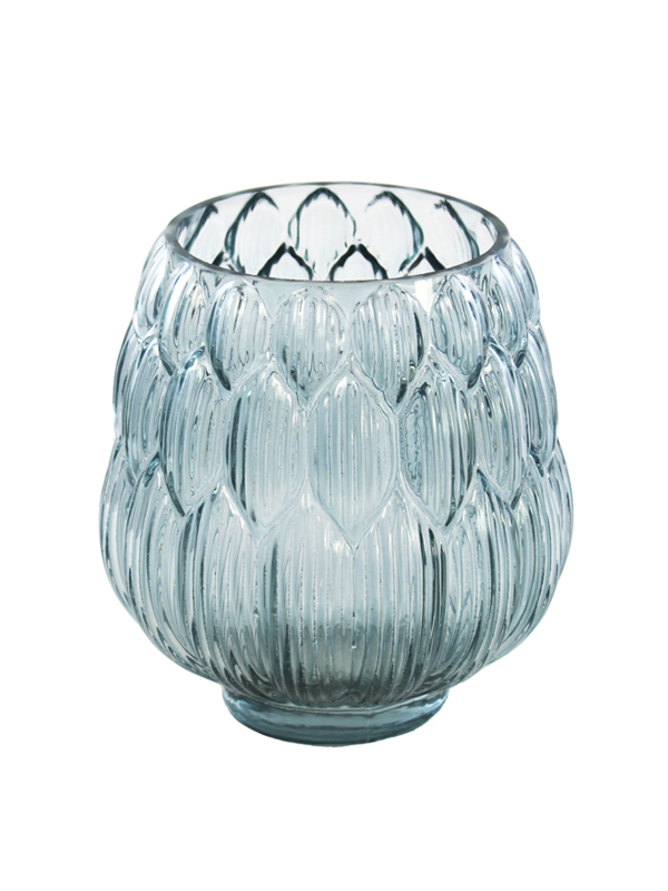 VASO BLU/ORO D.18X20CM VETRO