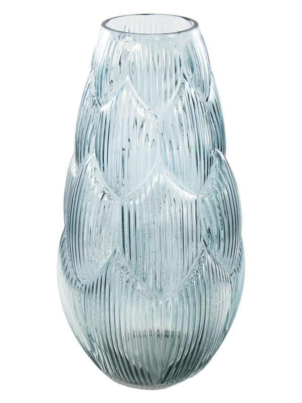 VASO BLU/ORO D.17X35CM VETRO