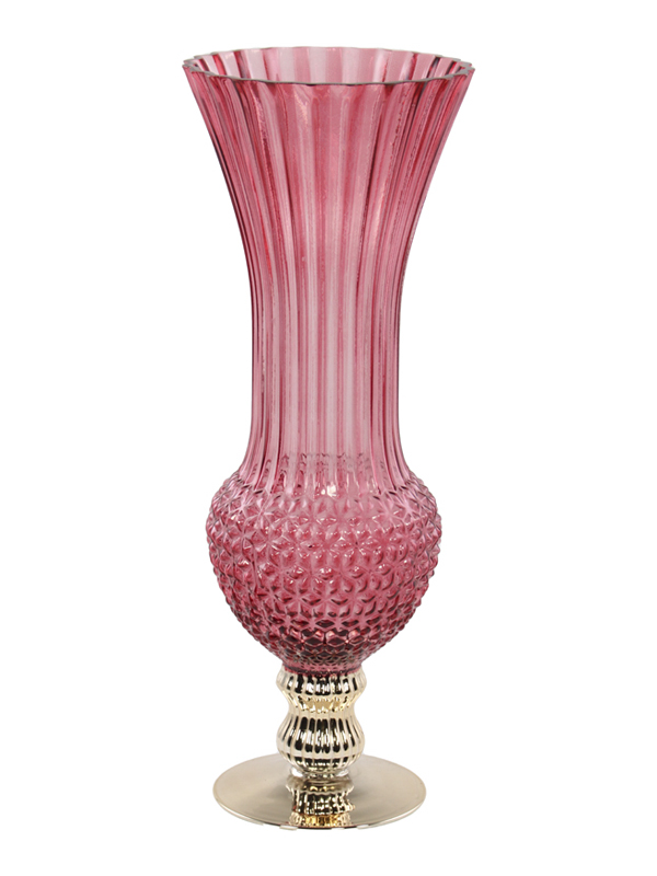 VASO ROSSO/ORO D.12X35CM VETRO