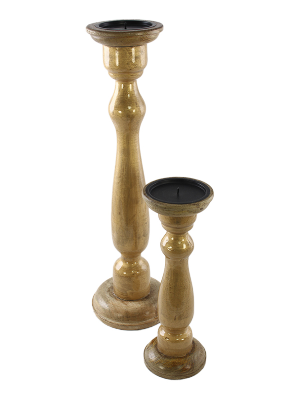 S/2 CANDELIERI ORO LEGNO