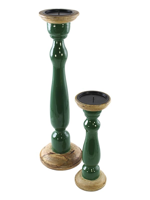 S/2 CANDELIERI VERDI LEGNO