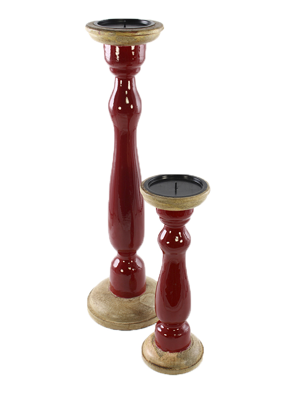S/2 CANDELIERI ROSSI LEGNO