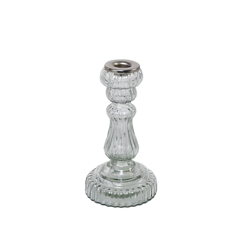 CANDELIERE TRASPARENTE VETRO H.18CM