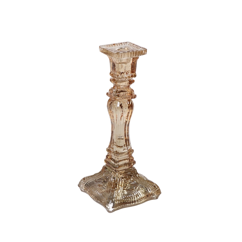 CANDELIERE BRONZO VETRO H.25 CM 