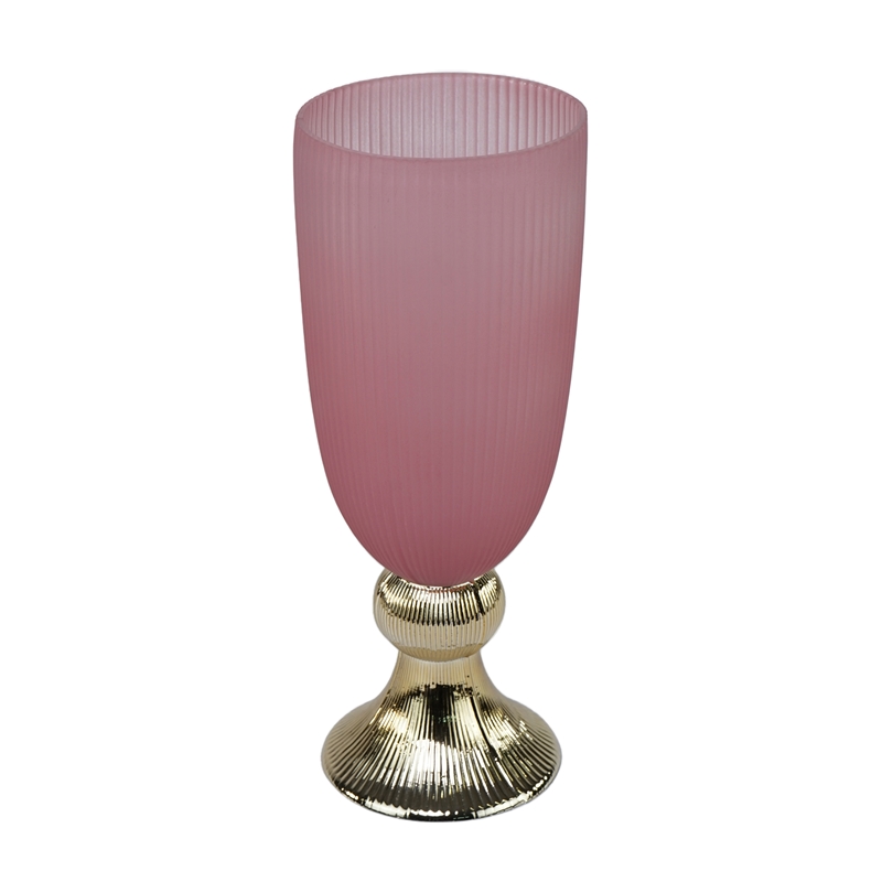 VASO ROSA/ORO VETRO D.15XH.38 CM 