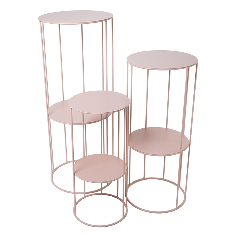 S/3 ESPOSITORI ROSA METALLO