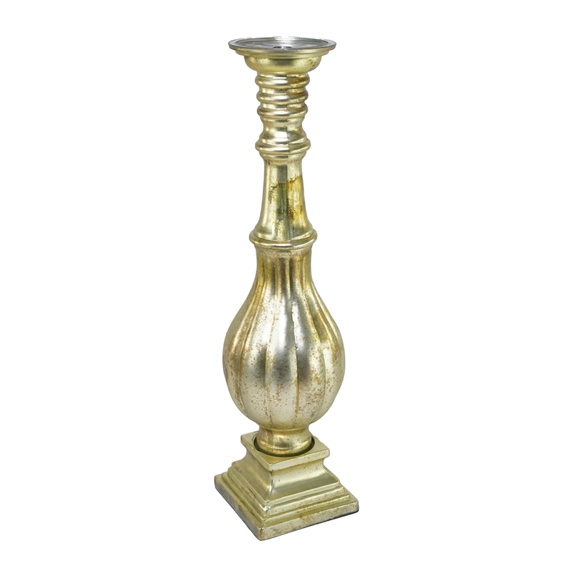 CANDELIERE ORO ANTICO H.61CM VETRO