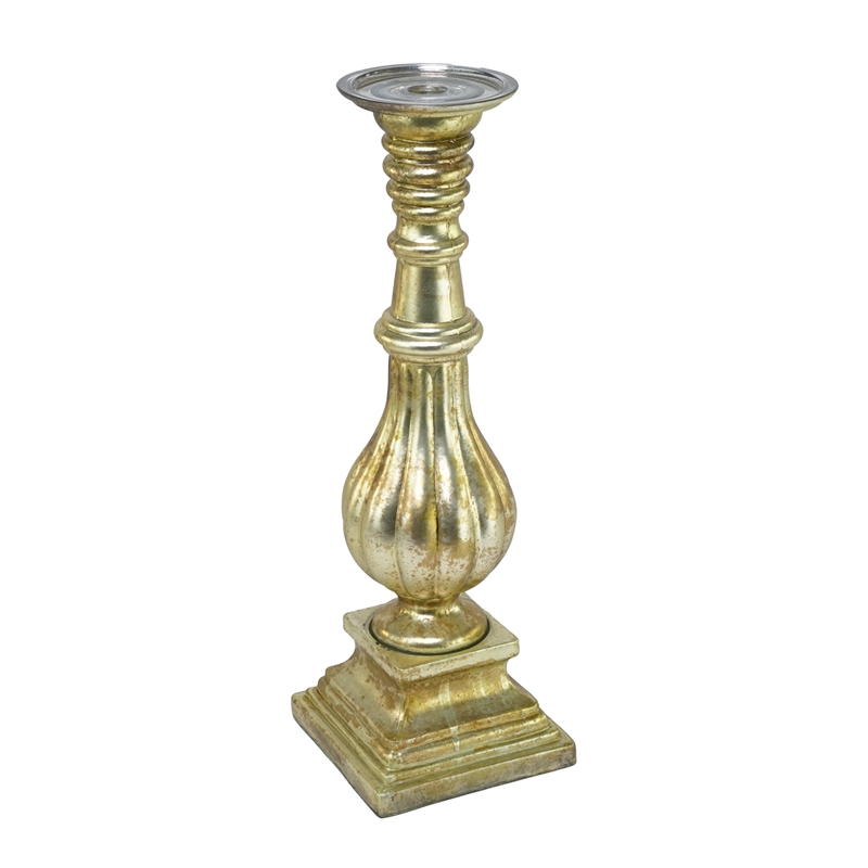 CANDELIERE ORO ANTICO H.45CM VETRO