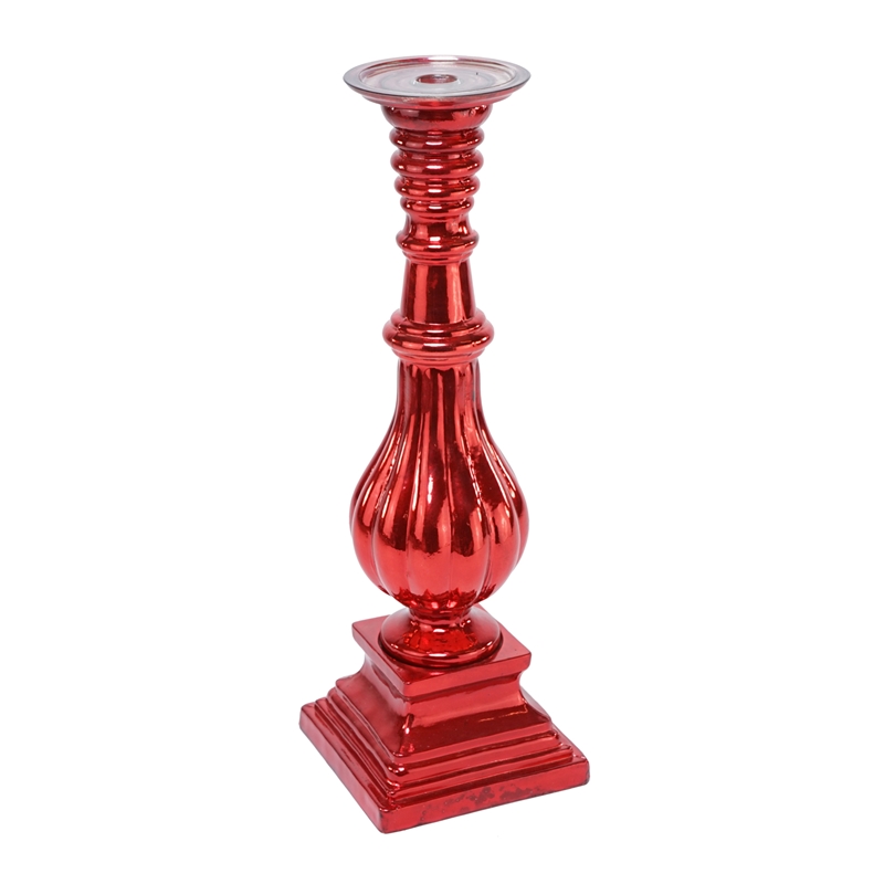 CANDELIERE ROSSO H.45CM VETRO