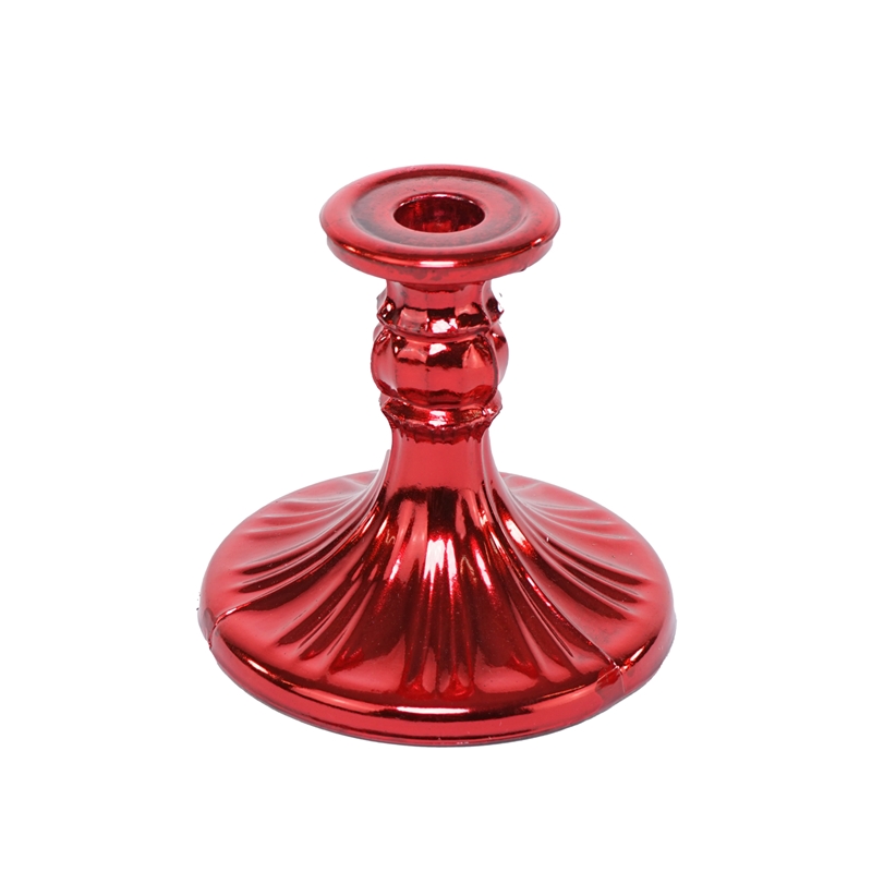 PORTACANDELA ROSSO H.13CM VETRO
