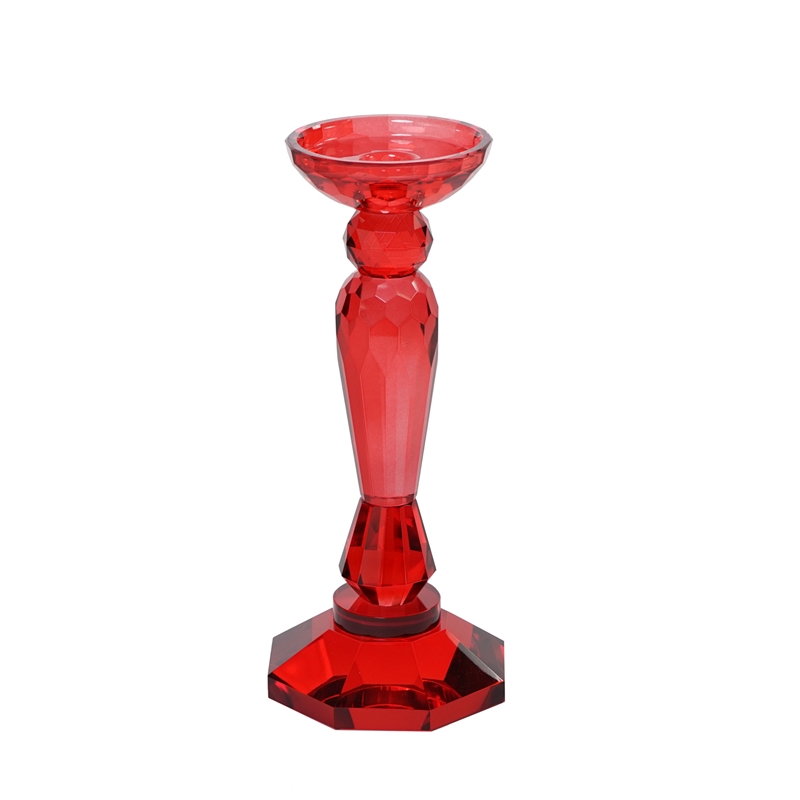 CANDELIERE ROSSO H.26CM VETRO