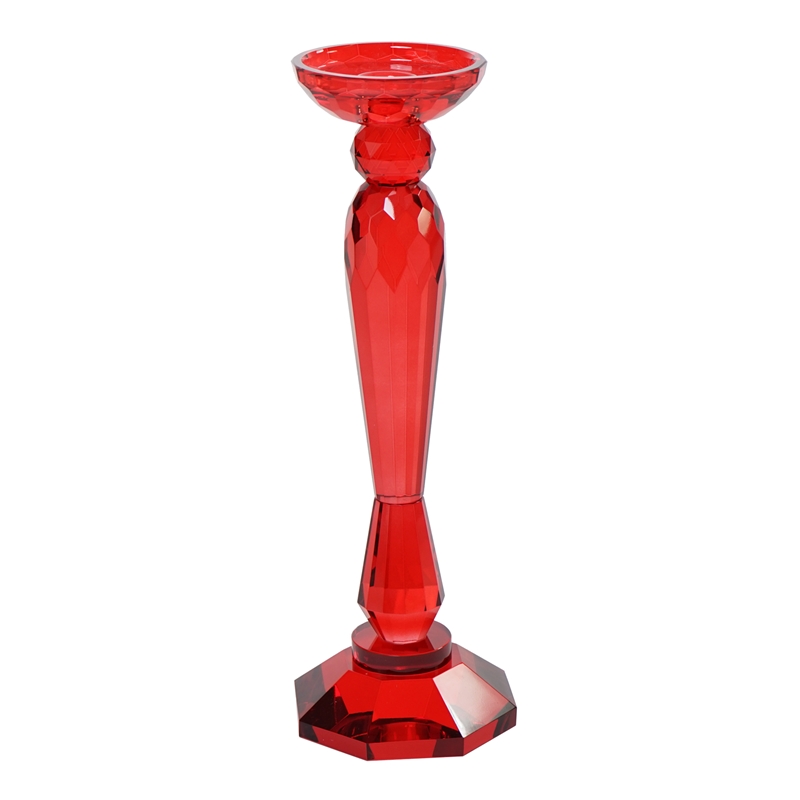 CANDELIERE ROSSO H.34CM VETRO