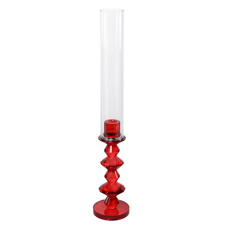 CANDELIERE ROSSO H.53CM VETRO