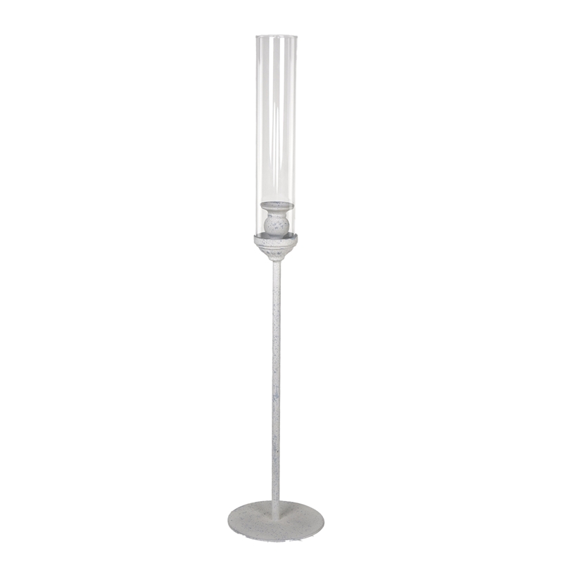 PORTACANDELA BIANCO D.15X74CM VETRO/METALLO