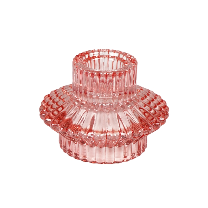PORTACANDELA ROSA D.8X6CM VETRO