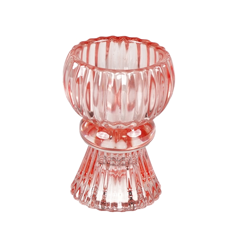PORTACANDELA ROSA D.6X8CM VETRO