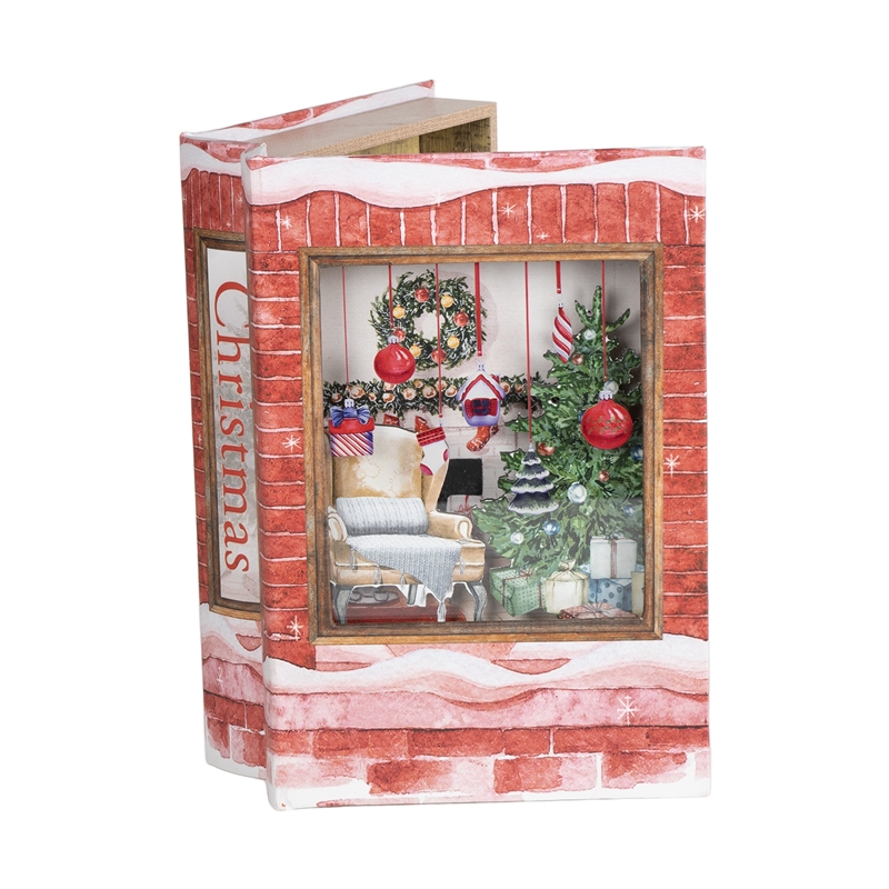 BOX LIBRO NATALE C.LED LEGNO/PVC